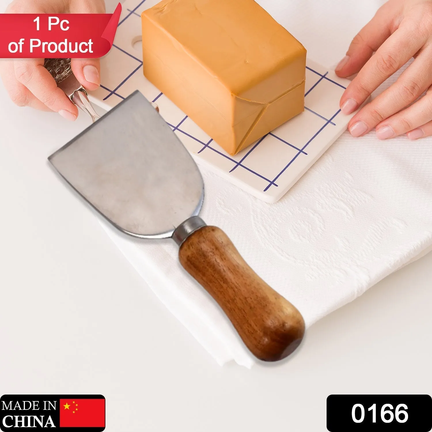 0166 Cheese Knife Stainless Steel Cheese Slicer Wooden Handle Mini Knife Butter Knife Spatula