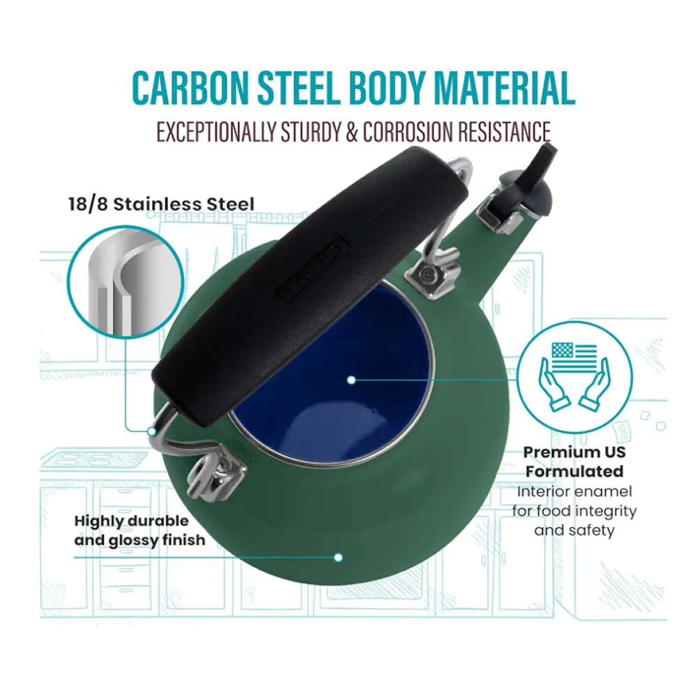 1-Litre Quick Boil Carbon Steel Stovetop Whistling Kettle