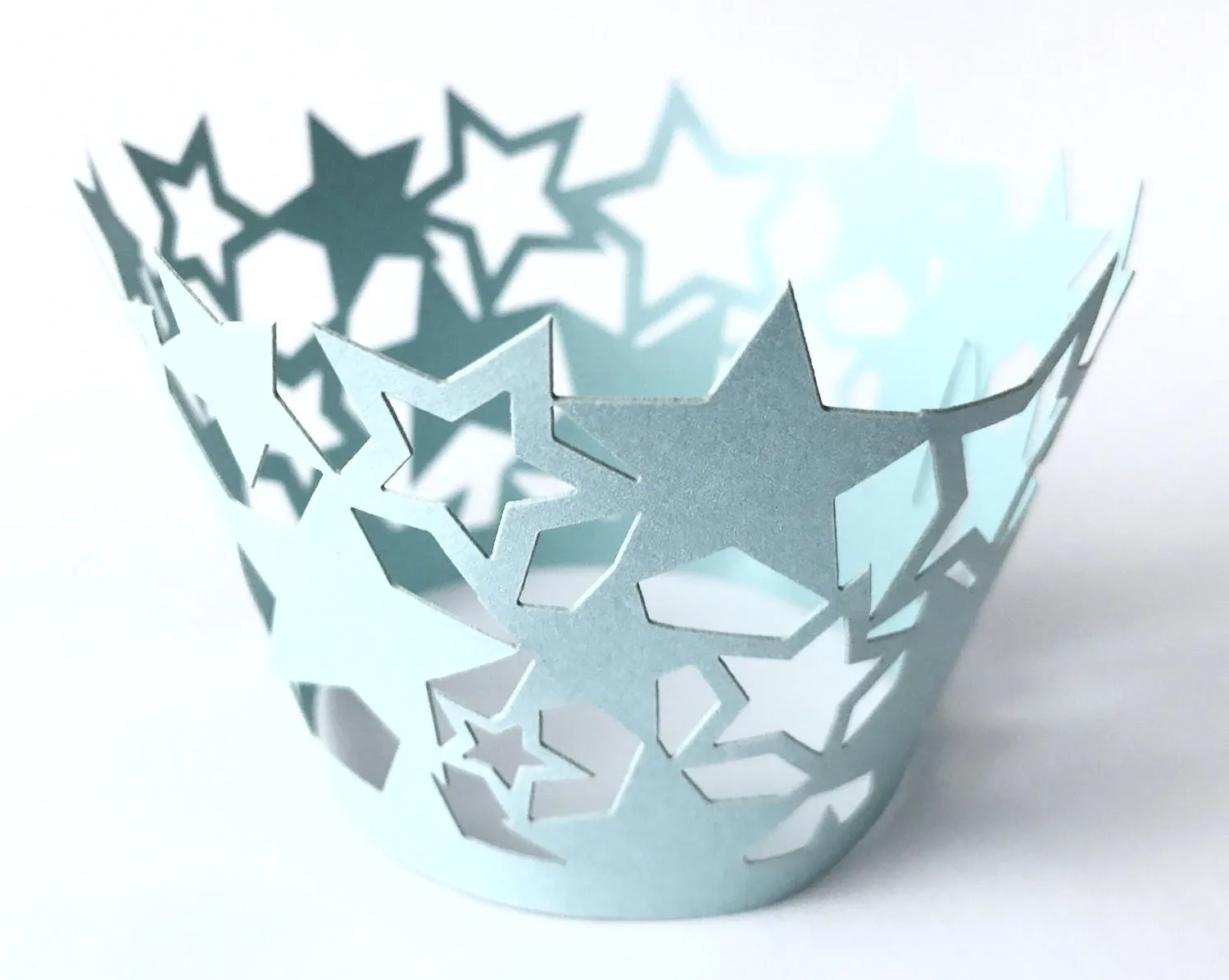 12 pcs Baby Blue Star Cupcake Wrappers Light Blue