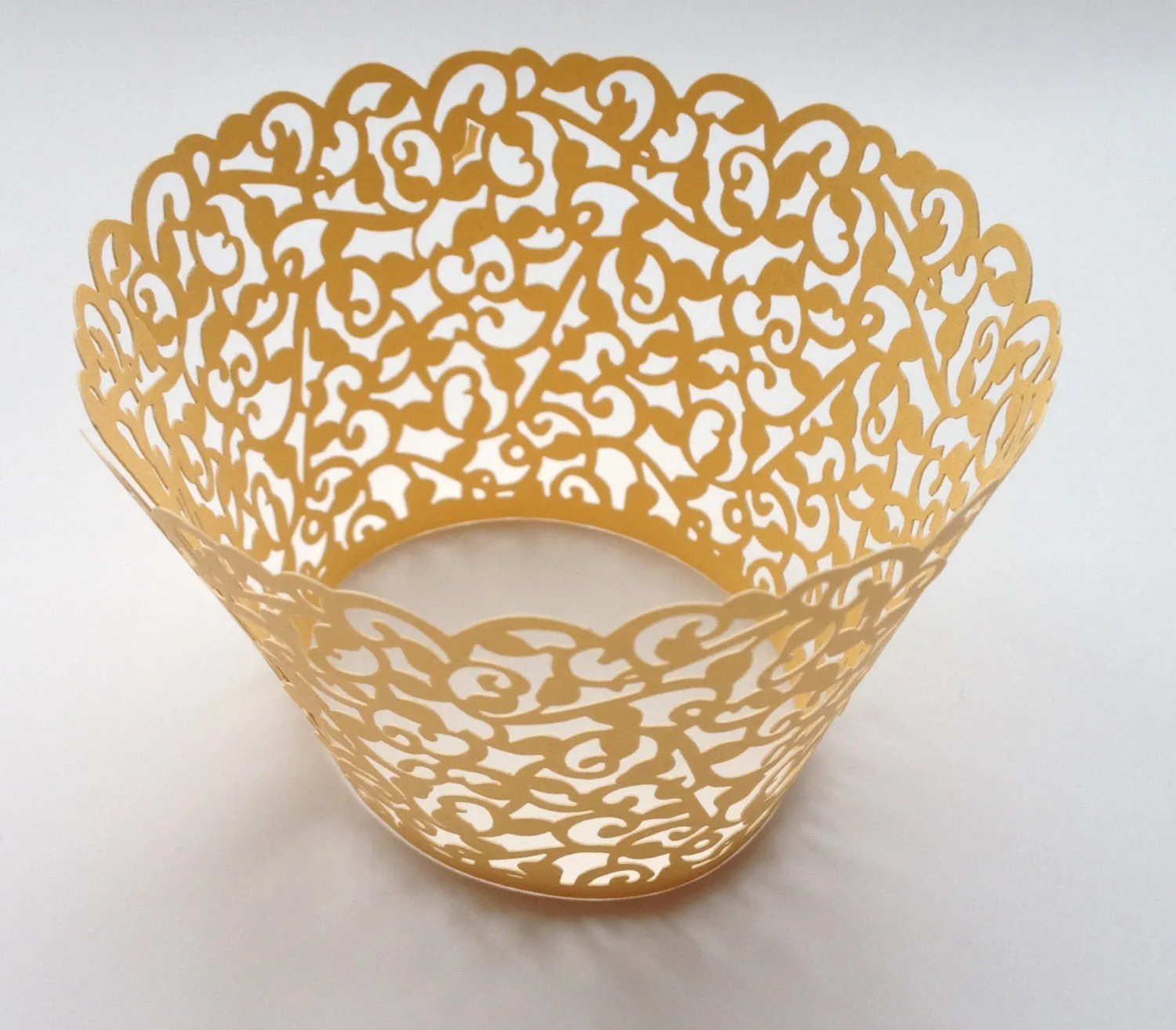 12 pcs Marigold Yellow Classic Filigree Cupcake Wrappers