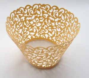12 pcs Marigold Yellow Classic Filigree Cupcake Wrappers