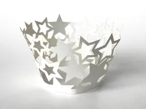12 pcs MINI (Small) White Star Cupcake Cupcake Wrappers