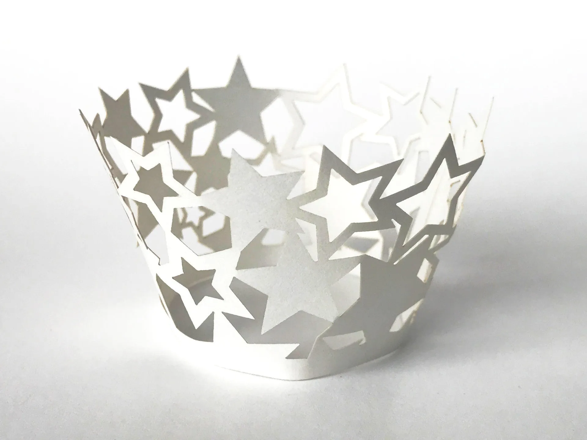 12 pcs MINI (Small) White Star Cupcake Cupcake Wrappers
