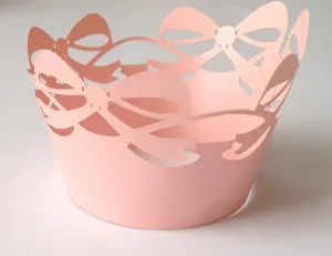 12 pcs Pink Ribbon Cupcake Wrappers