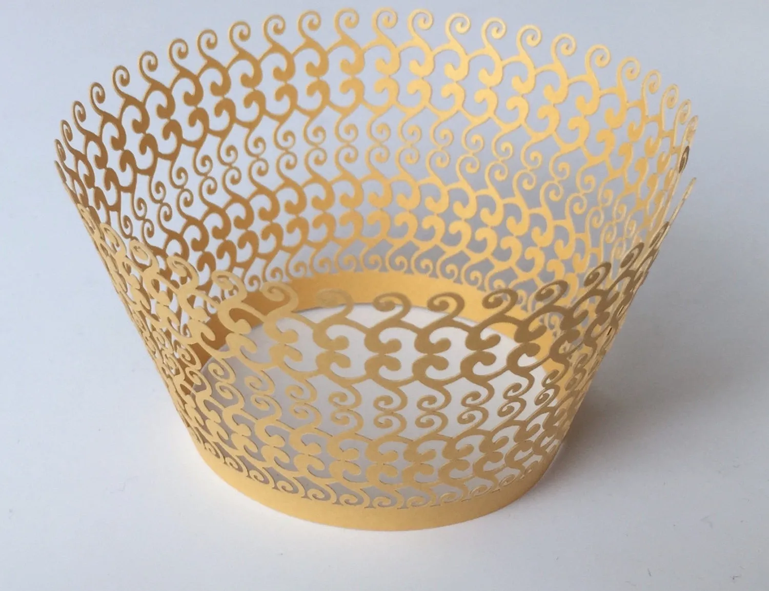 12 pcs Yellow (Saffron) French Fence Filigree II Cupcake Wrappers