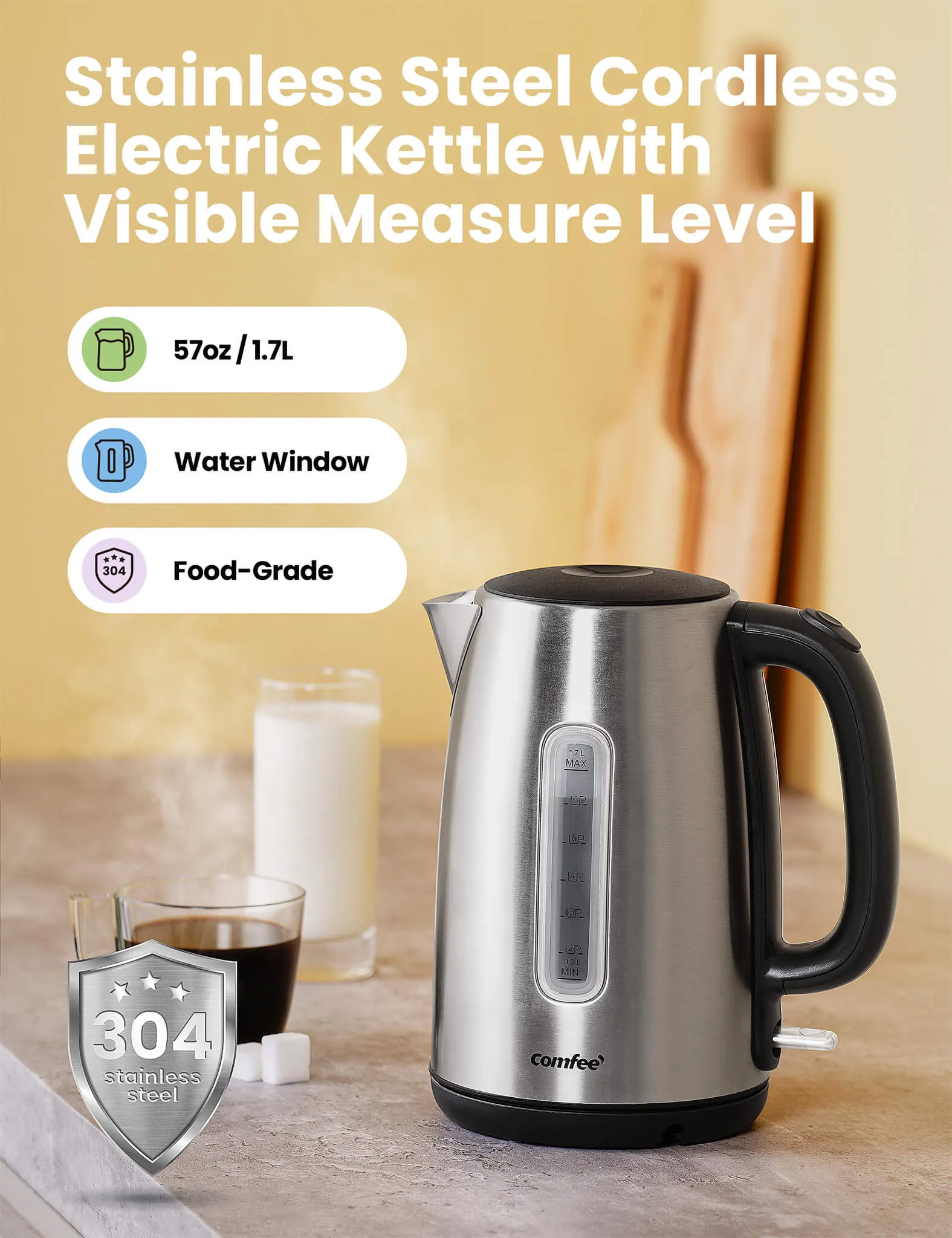 1.7L Stainless Steel Electric Kettle