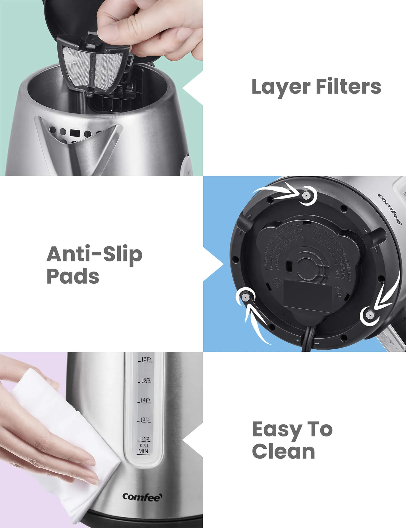 1.7L Stainless Steel Electric Kettle