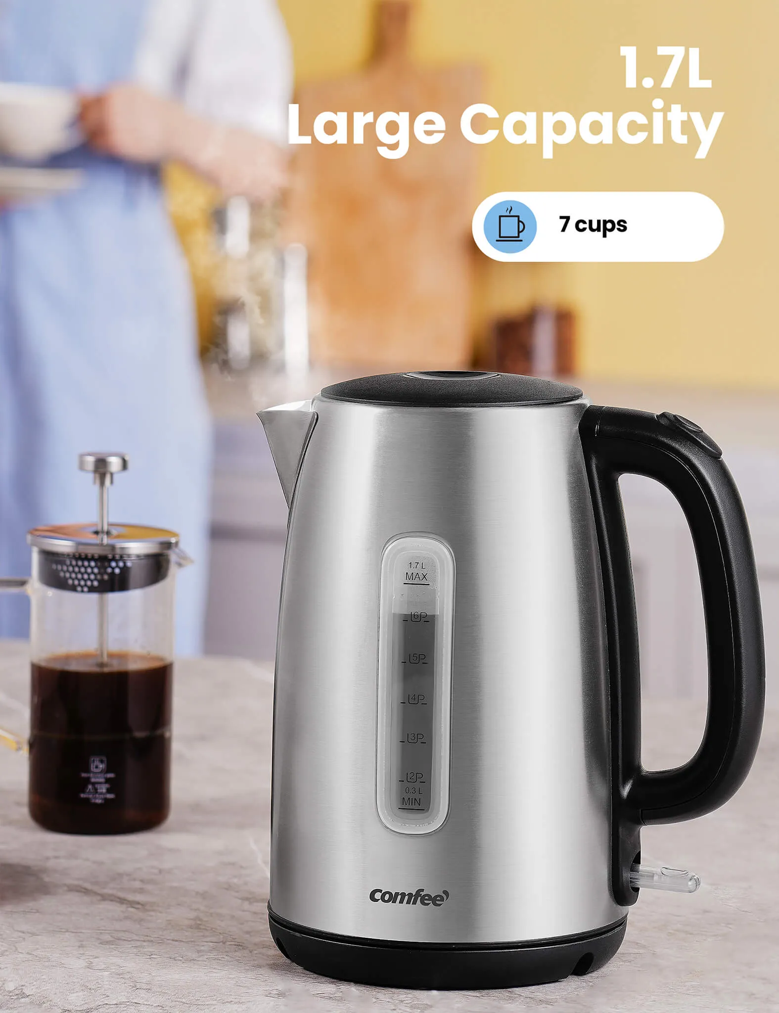 1.7L Stainless Steel Electric Kettle