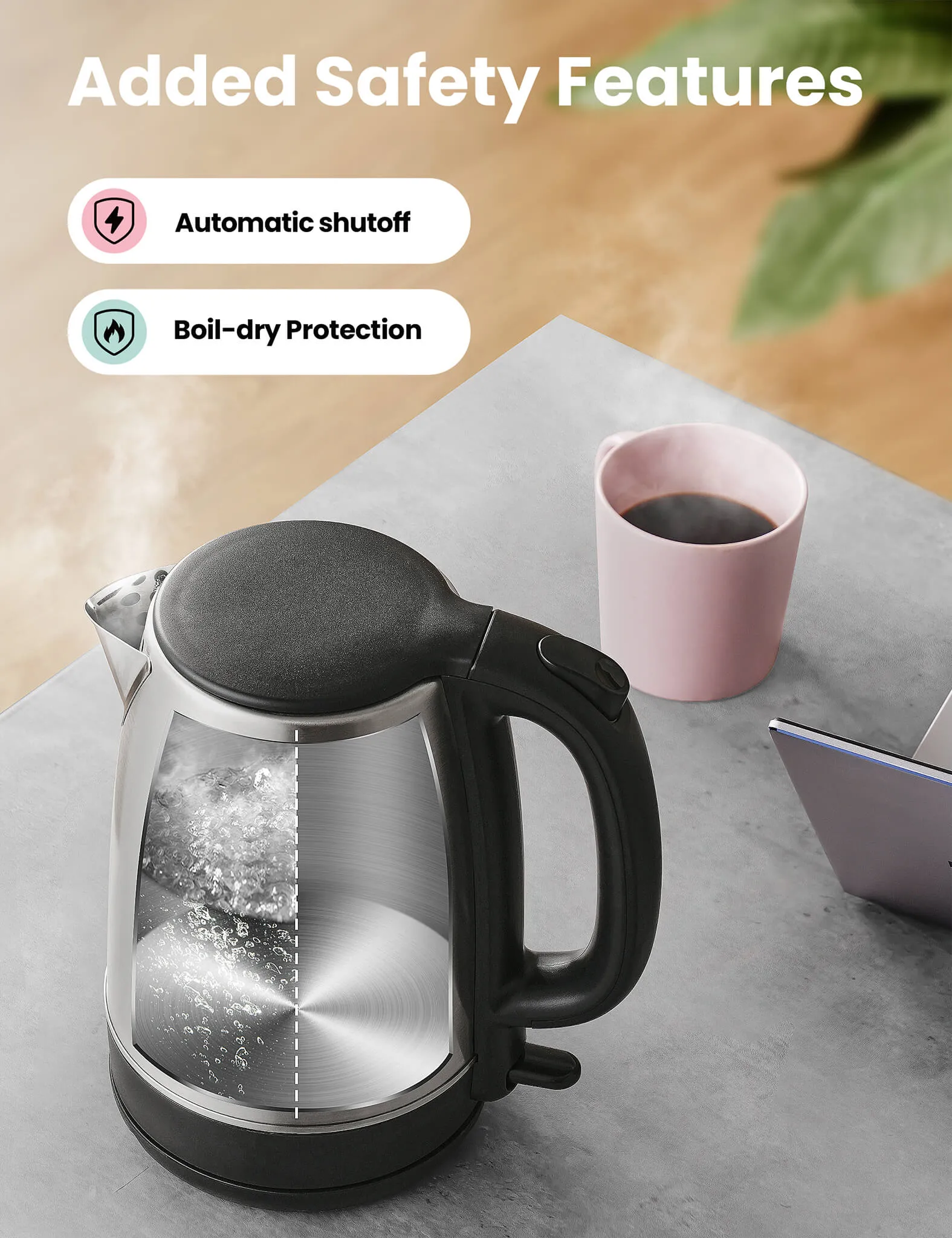 1.7L Stainless Steel Electric Tea Kettle