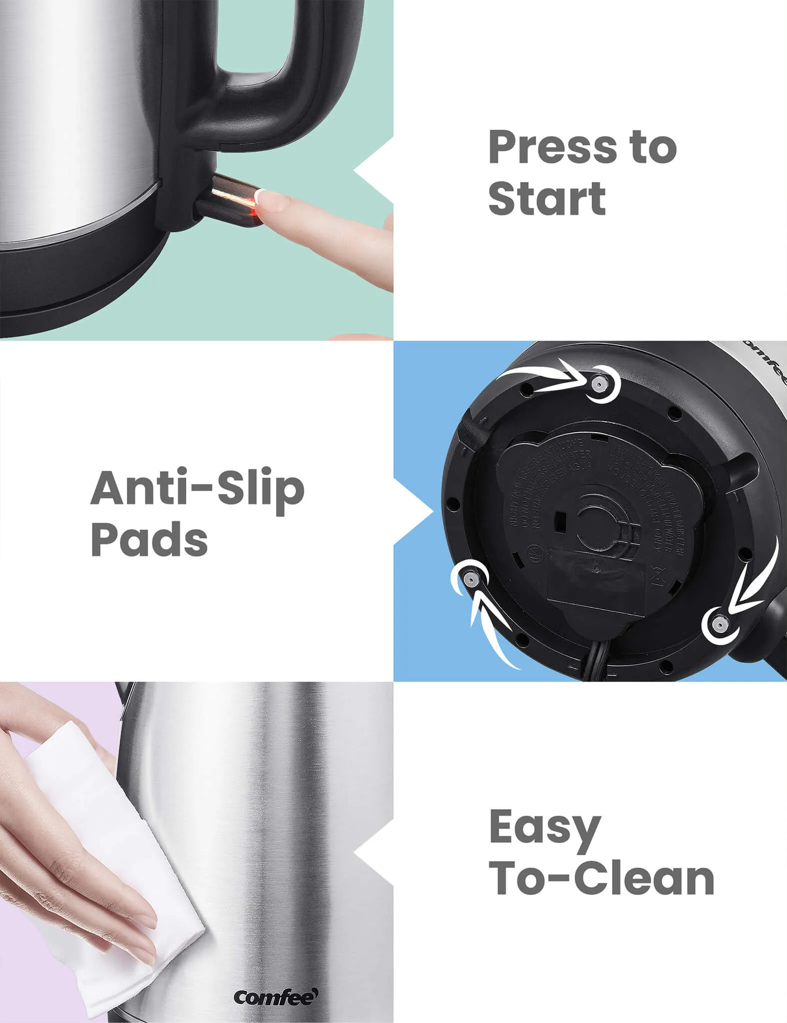 1.7L Stainless Steel Electric Tea Kettle