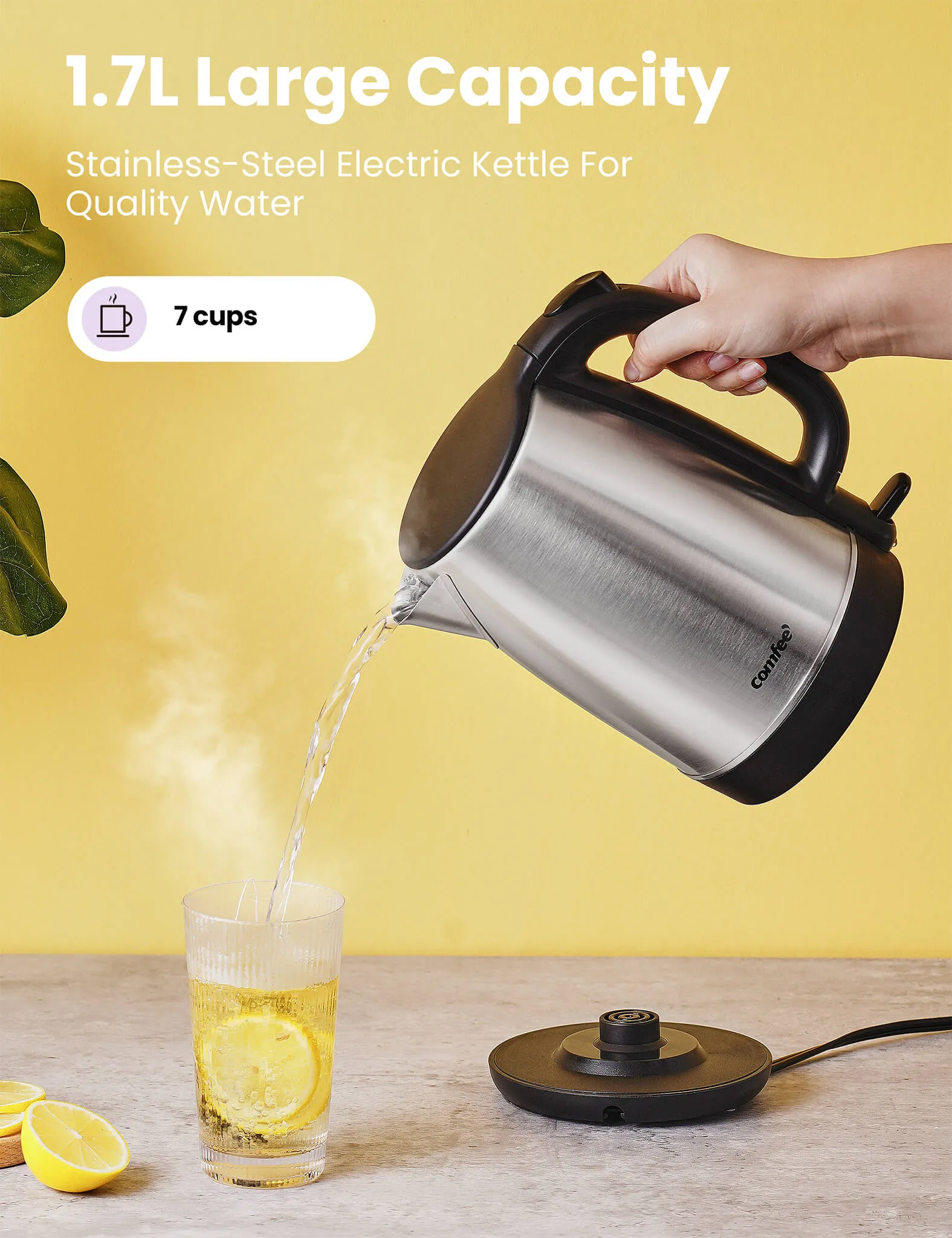 1.7L Stainless Steel Electric Tea Kettle