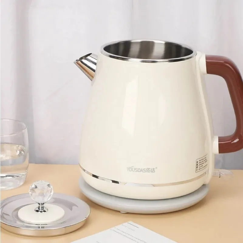 1800ml Retro Electric Kettle Quickly Boil Water 304 Stainless Steel Kettle Automatic Power Off Home Large Capacity Kettle 1500W
