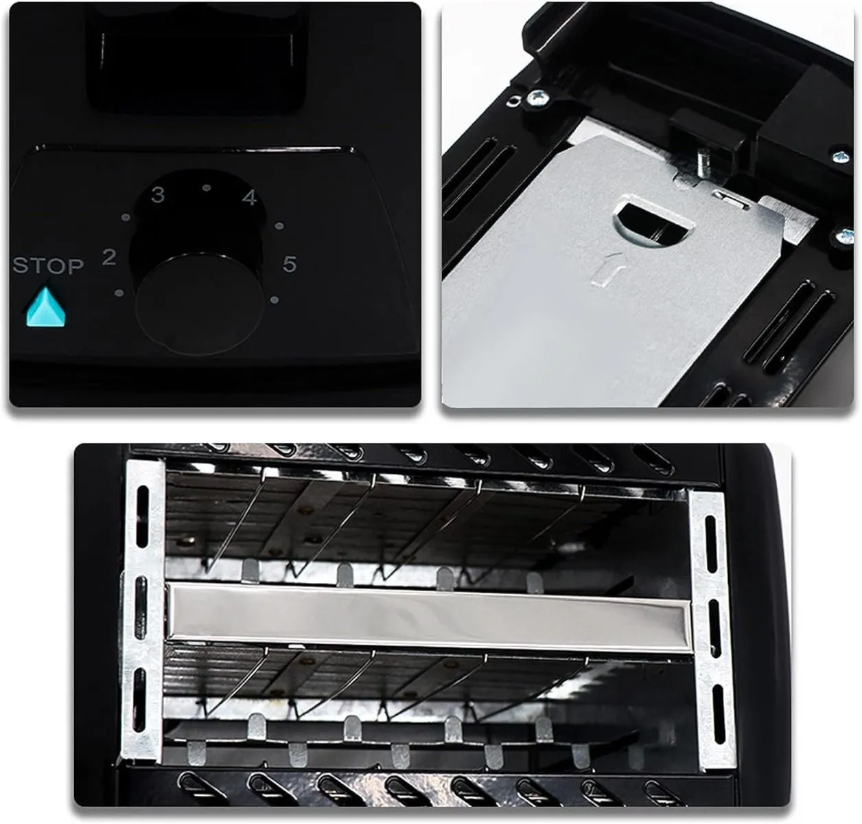 2 Slice Toaster, Extra Wide Slot 650 W, 6 Baking Mode Settings, Retro Stainless Steel Toaster with Removable Crumb Drawer