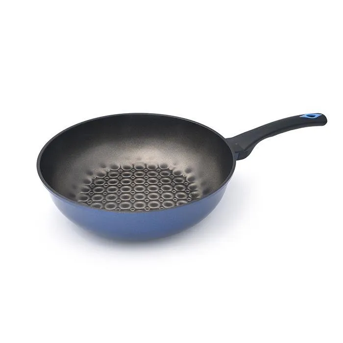 3D Coating Blue Frying Pans, Woks, and Lids 6 PCS Set