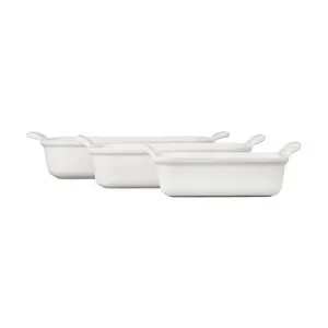 3pc Heritage Stoneware Rectangular Baking Dish Set White