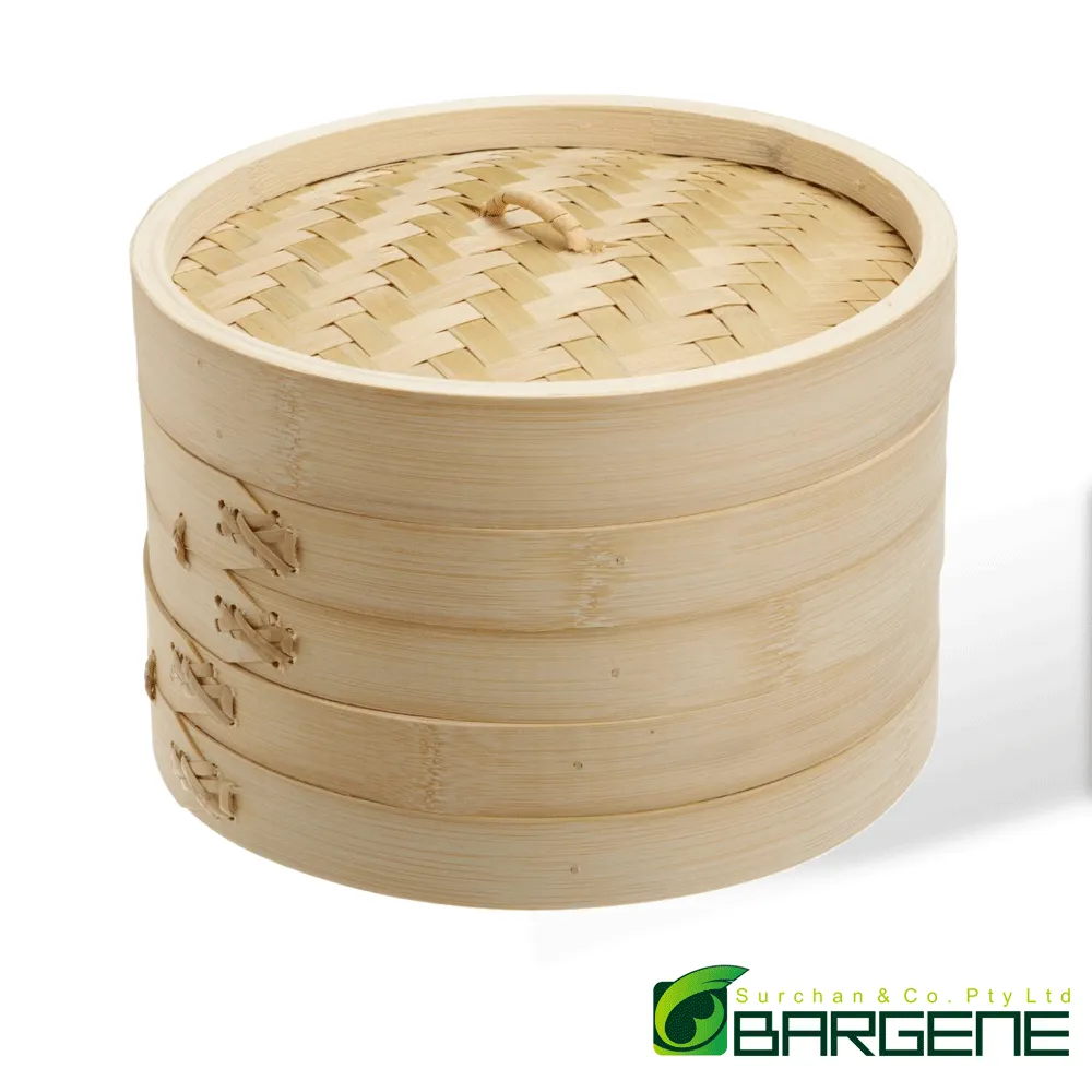 6 Inch Bamboo Steamer Set-2 Steamer Baskets With 1 Lid