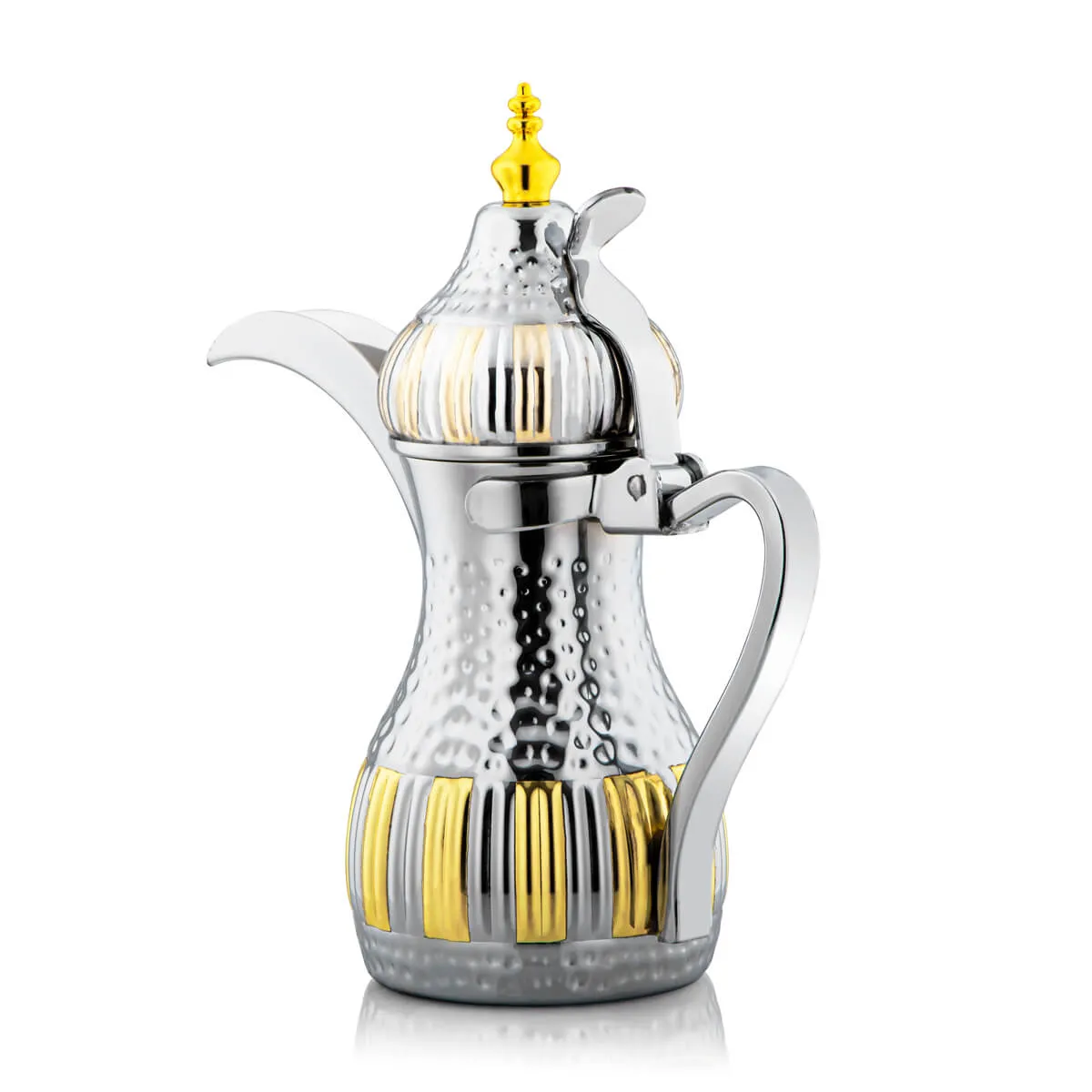 Almarjan 1.5 Liter Maraba'a Collection Stainless Steel Dallah Silver & Gold - STS0010728