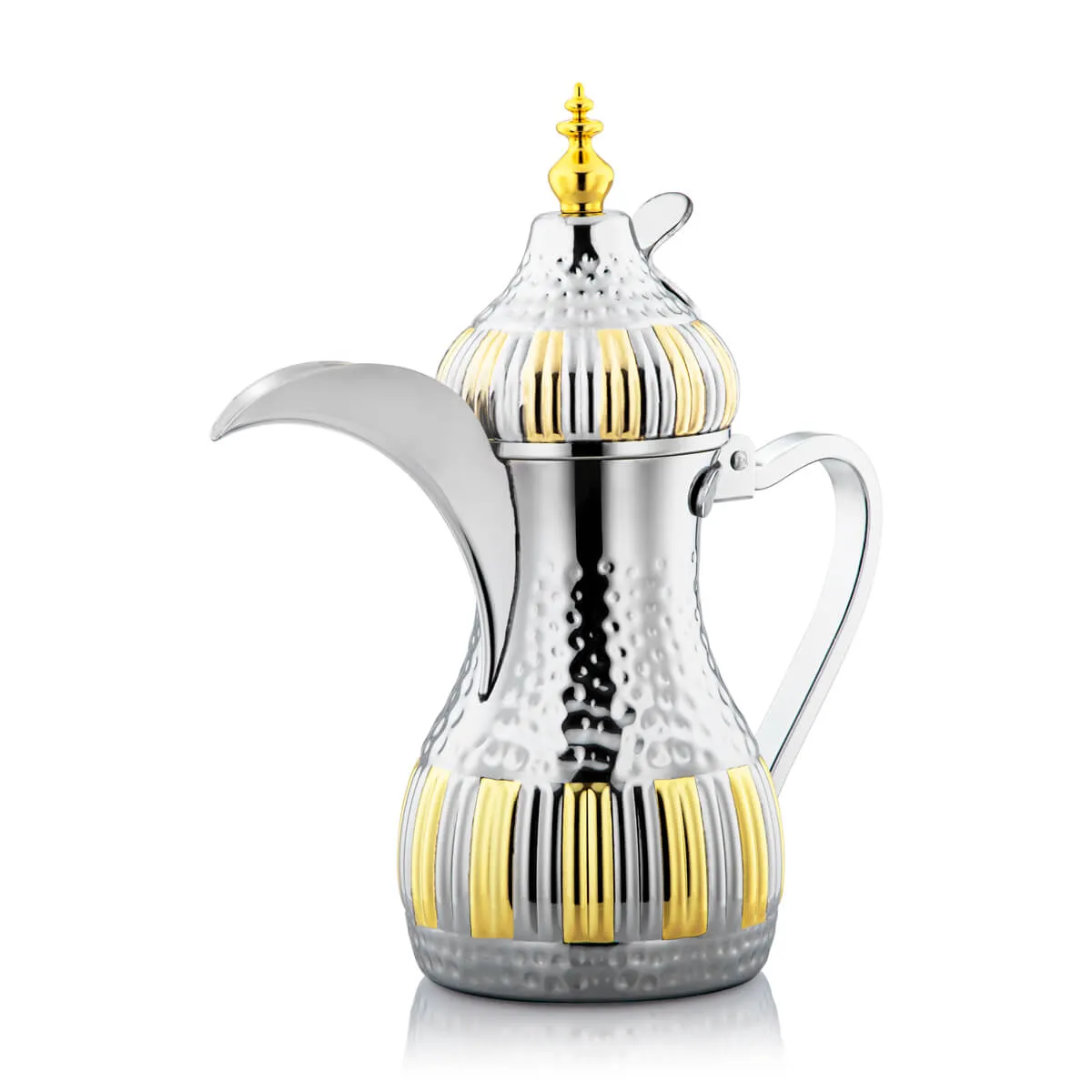 Almarjan 1.5 Liter Maraba'a Collection Stainless Steel Dallah Silver & Gold - STS0010728