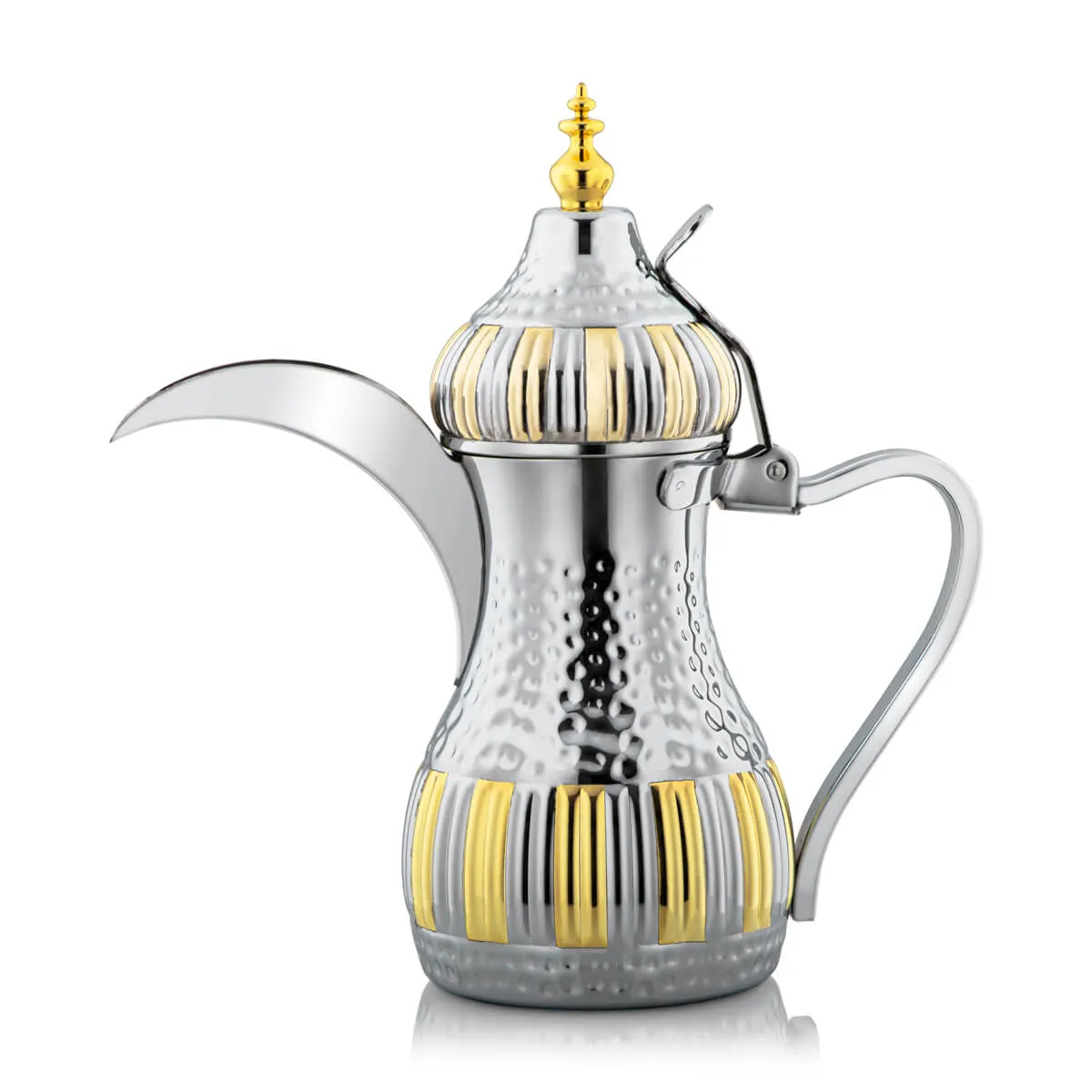 Almarjan 1.5 Liter Maraba'a Collection Stainless Steel Dallah Silver & Gold - STS0010728