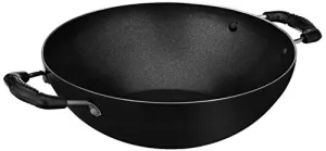 Amazon Brand - Solimo Non-Stick Kadhai with 2-Way Non-Stick Coating (23 cm, 2mm thickness),Aluminium, Black