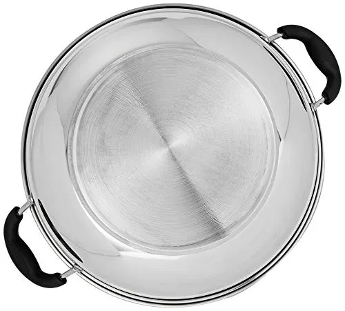 Amazon Brand - Solimo Stainless Steel Induction Bottom Multi Kadhai With 6 Plates, Silver,1 Count