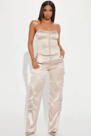 Amirah Satin Pant Set - Taupe