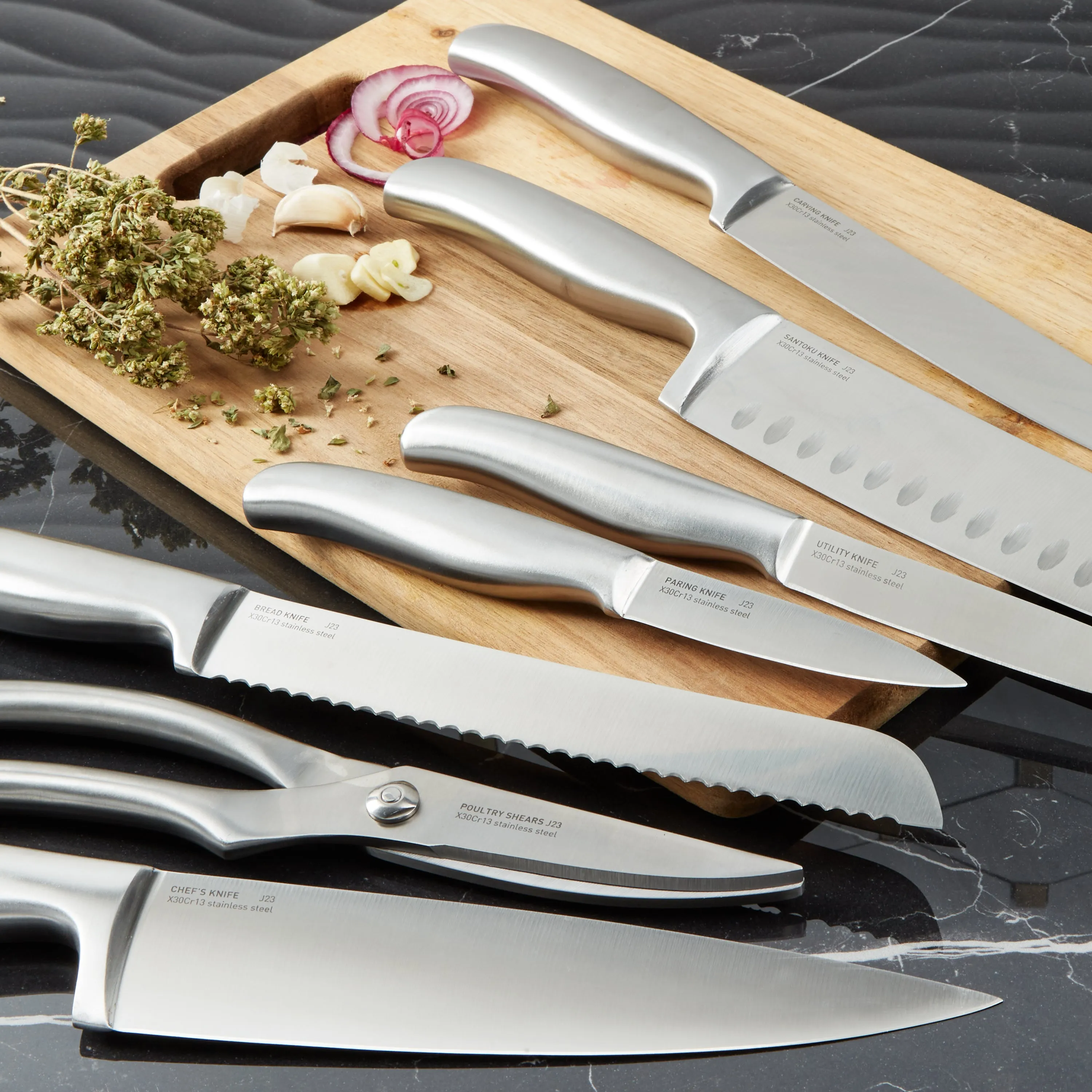 BergHOFF DiNA Frame 8pc Stainless Steel Knife Block Set