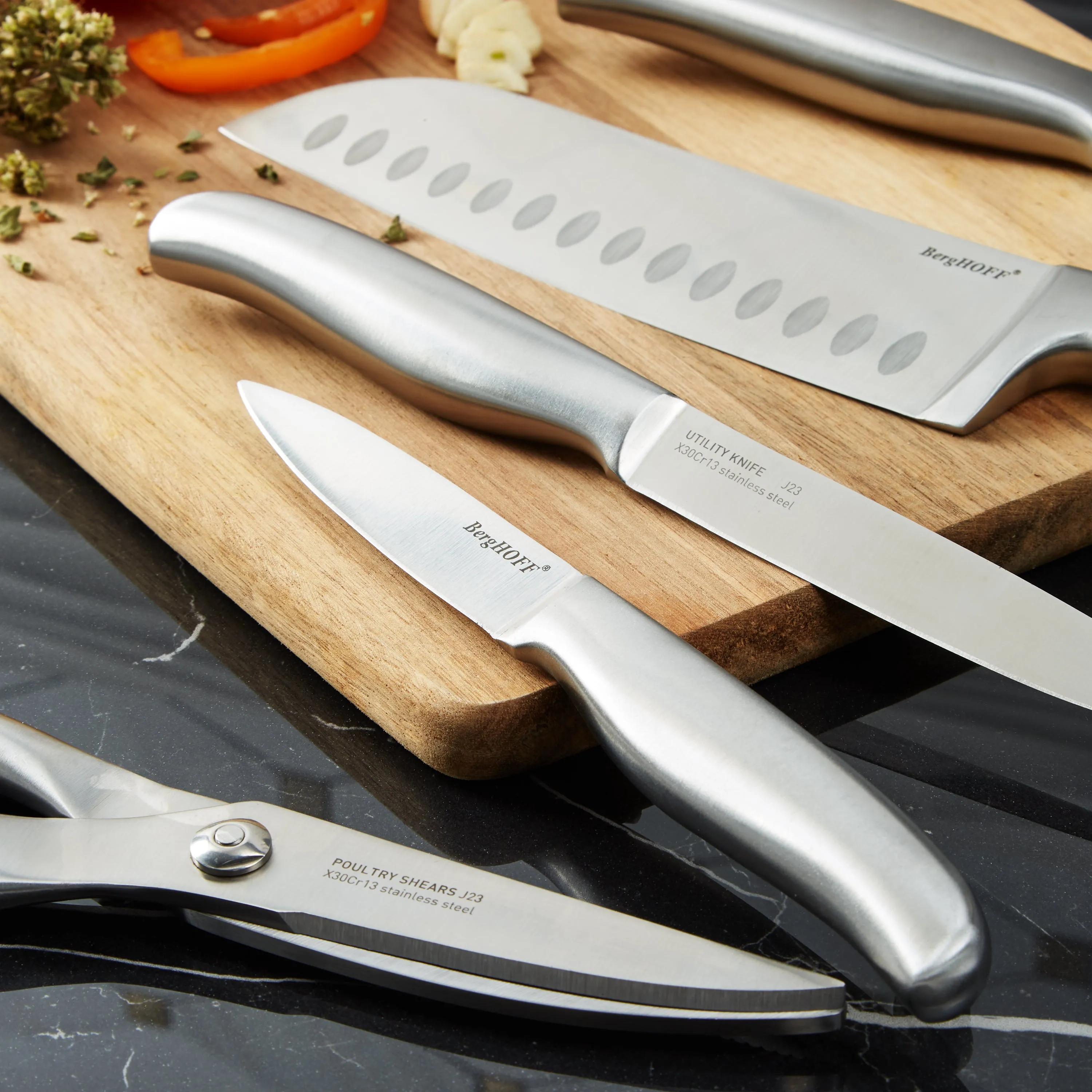 BergHOFF DiNA Frame 8pc Stainless Steel Knife Block Set