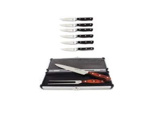 BergHOFF Pakka Wood 9pc Stainless Steel Steak & Carving Knife Set