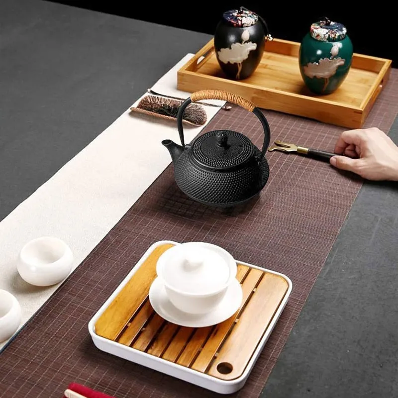 Black Iron Kettle with Infuser Cast Iron Tea Kettle for Water Boiling
