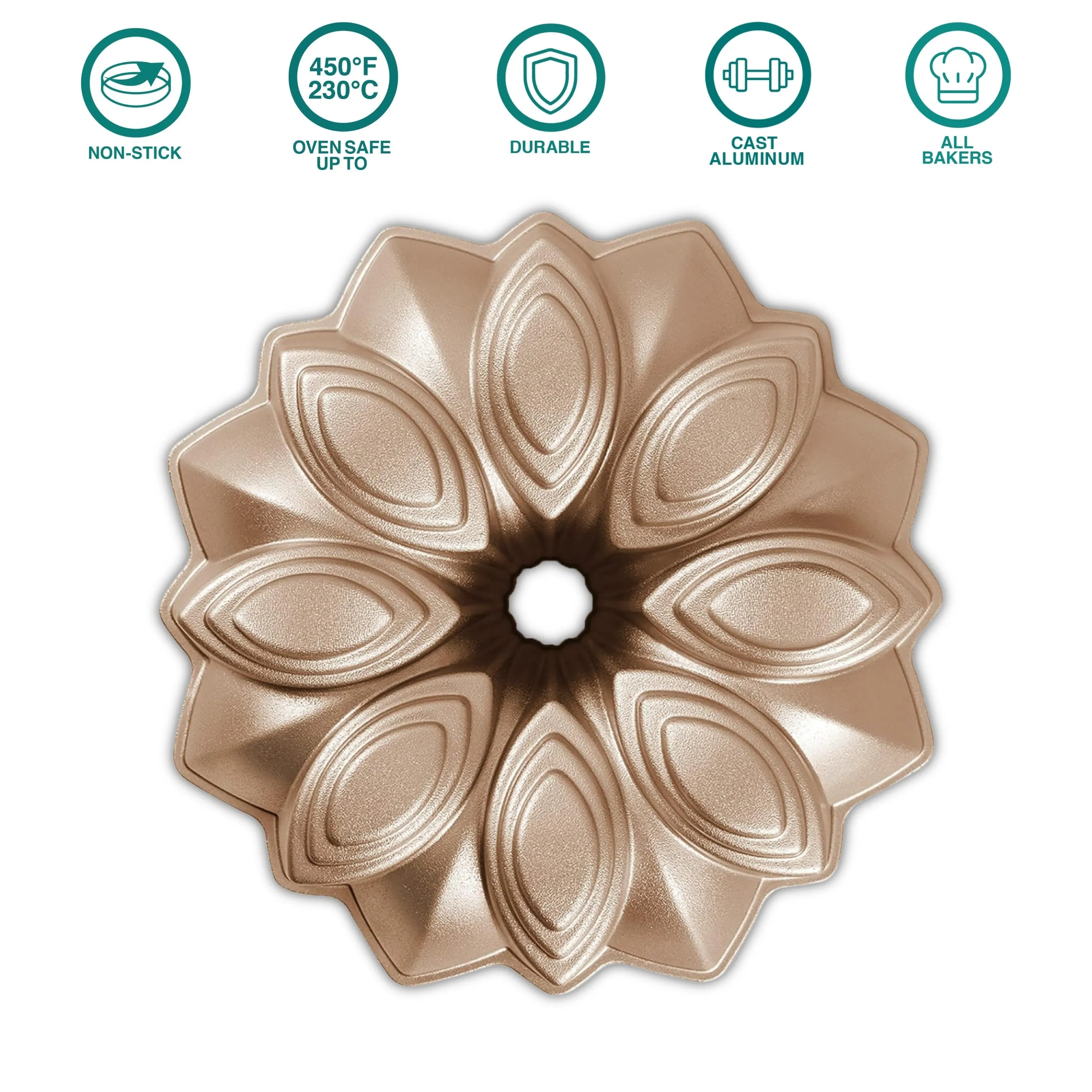 Bloom Non-stick Cast Aluminum Fluted Tube Pan