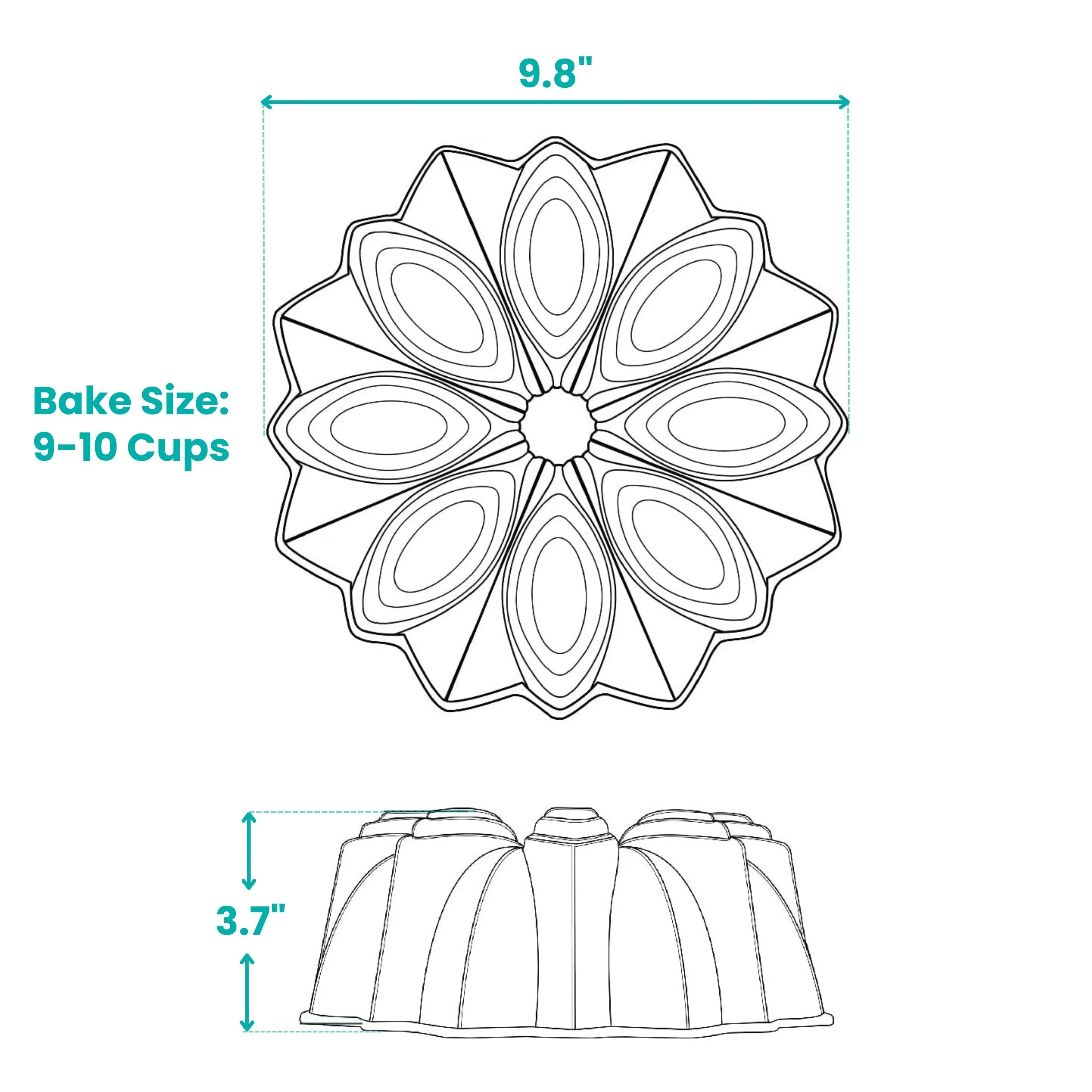 Bloom Non-stick Cast Aluminum Fluted Tube Pan
