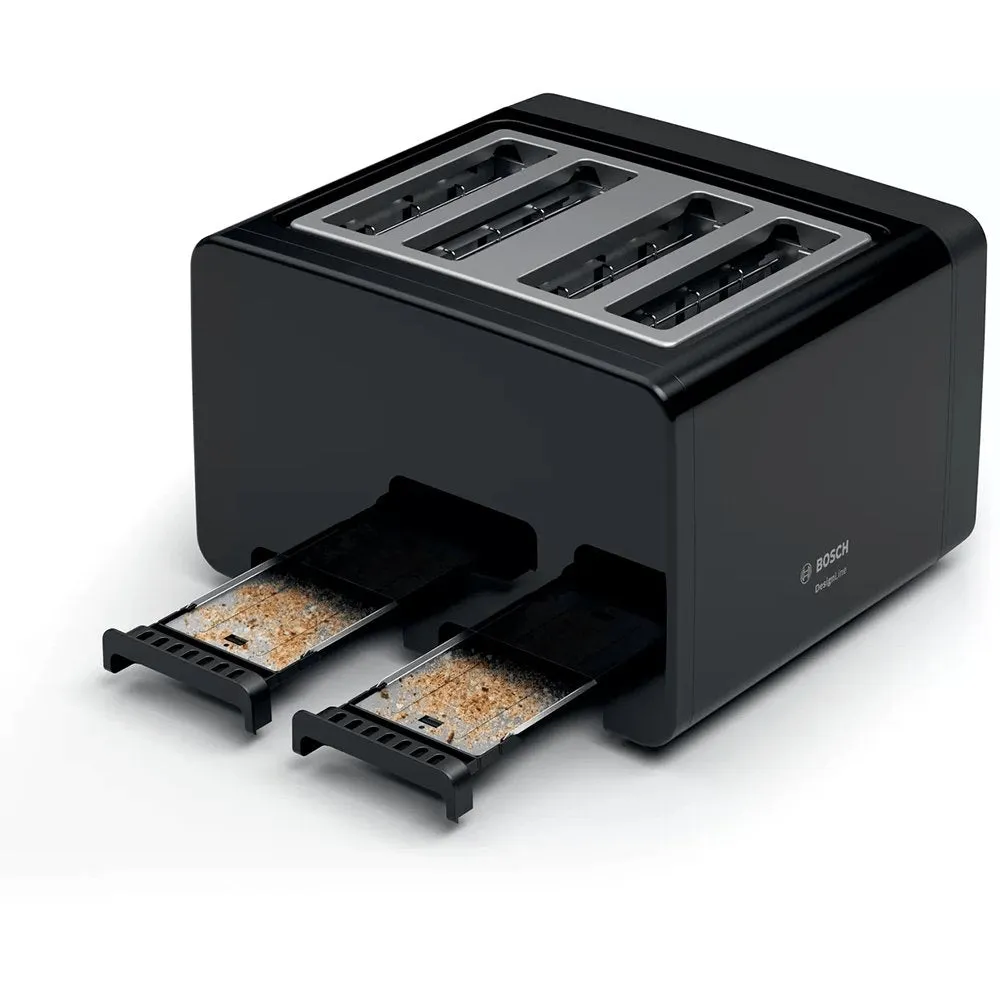 Bosch TAT4P443GB Toaster DesignLine, 4 Slice, 30cm Wide - Black