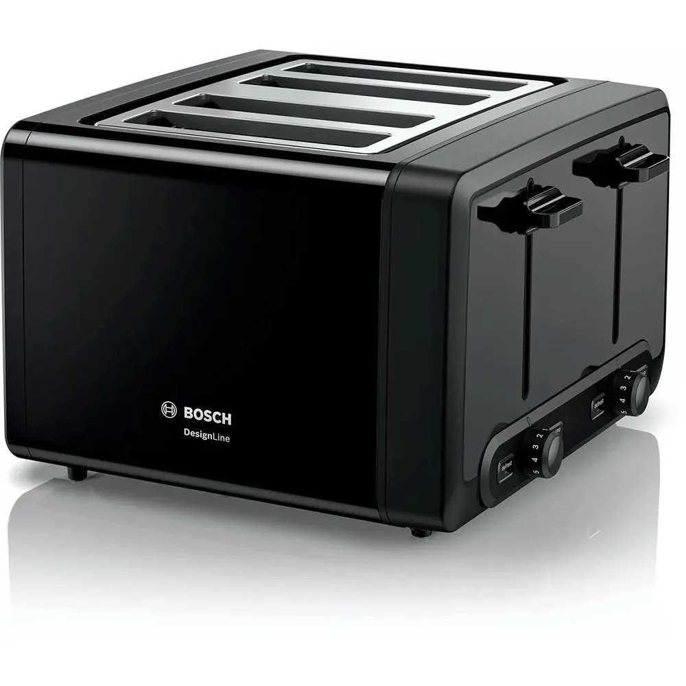 Bosch TAT4P443GB Toaster DesignLine, 4 Slice, 30cm Wide - Black