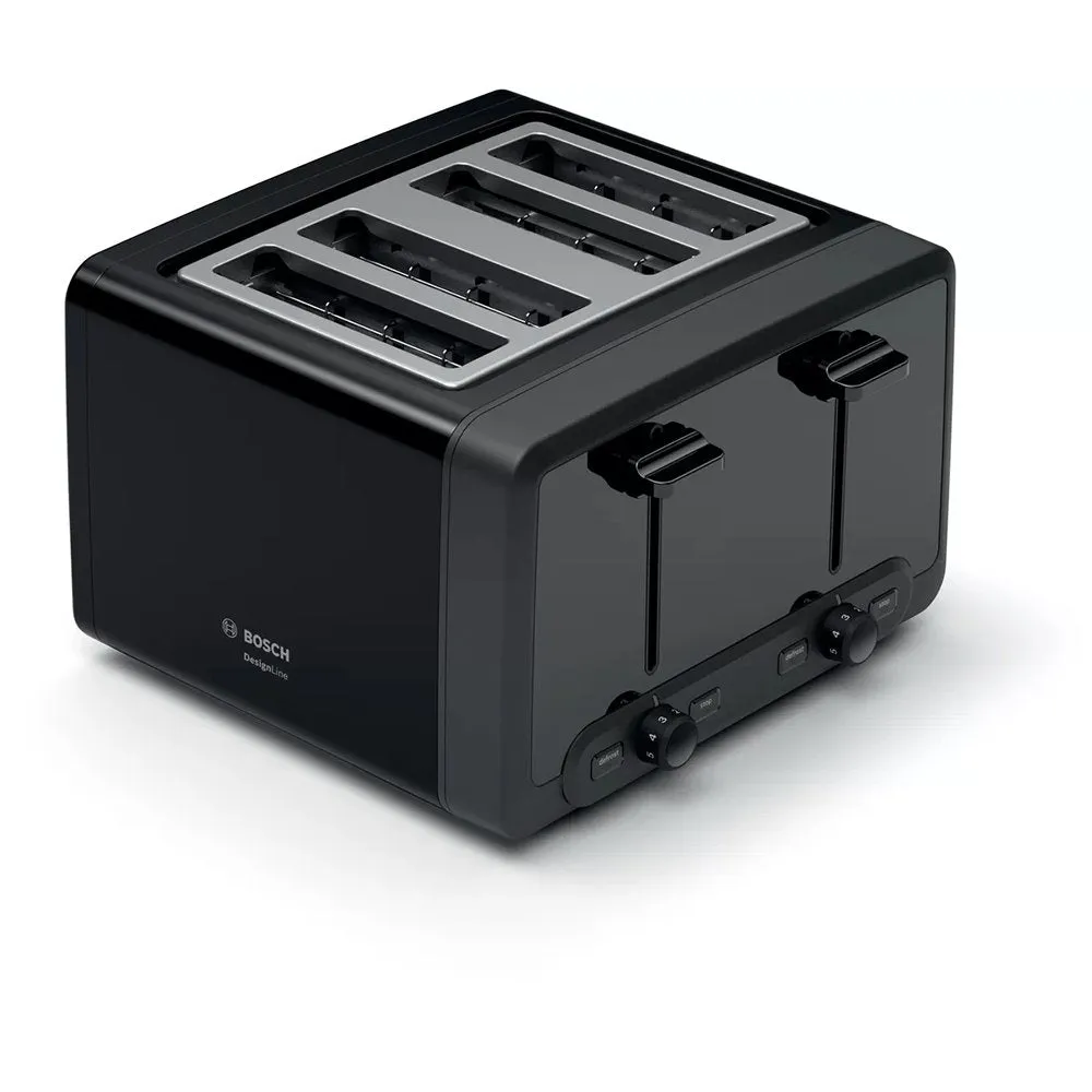 Bosch TAT4P443GB Toaster DesignLine, 4 Slice, 30cm Wide - Black