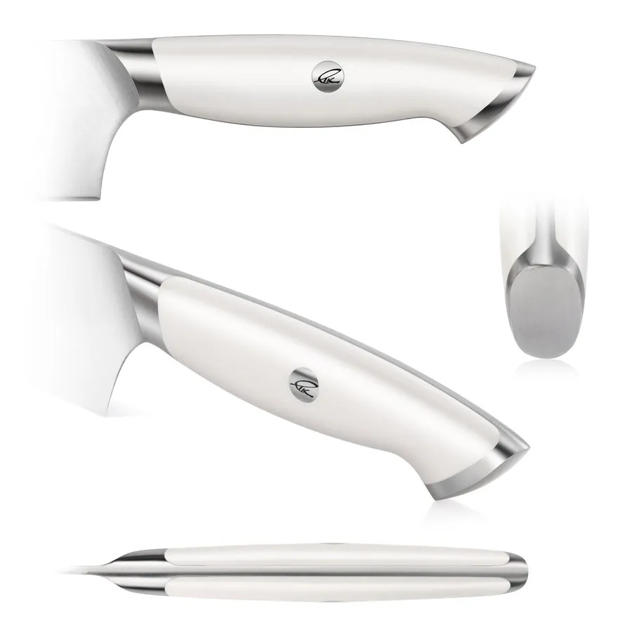Cangshan TKSC White Series 1025392 Swedish Damasteel RWL34 Powder Steel Forged 5" Utility Knife