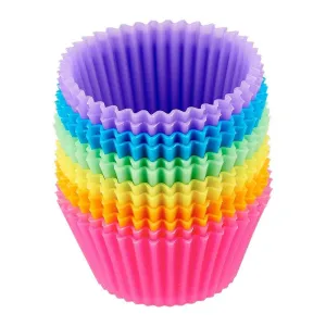 Colorful Round Shaped Silicone Cupcake Molds 12 pcs Set