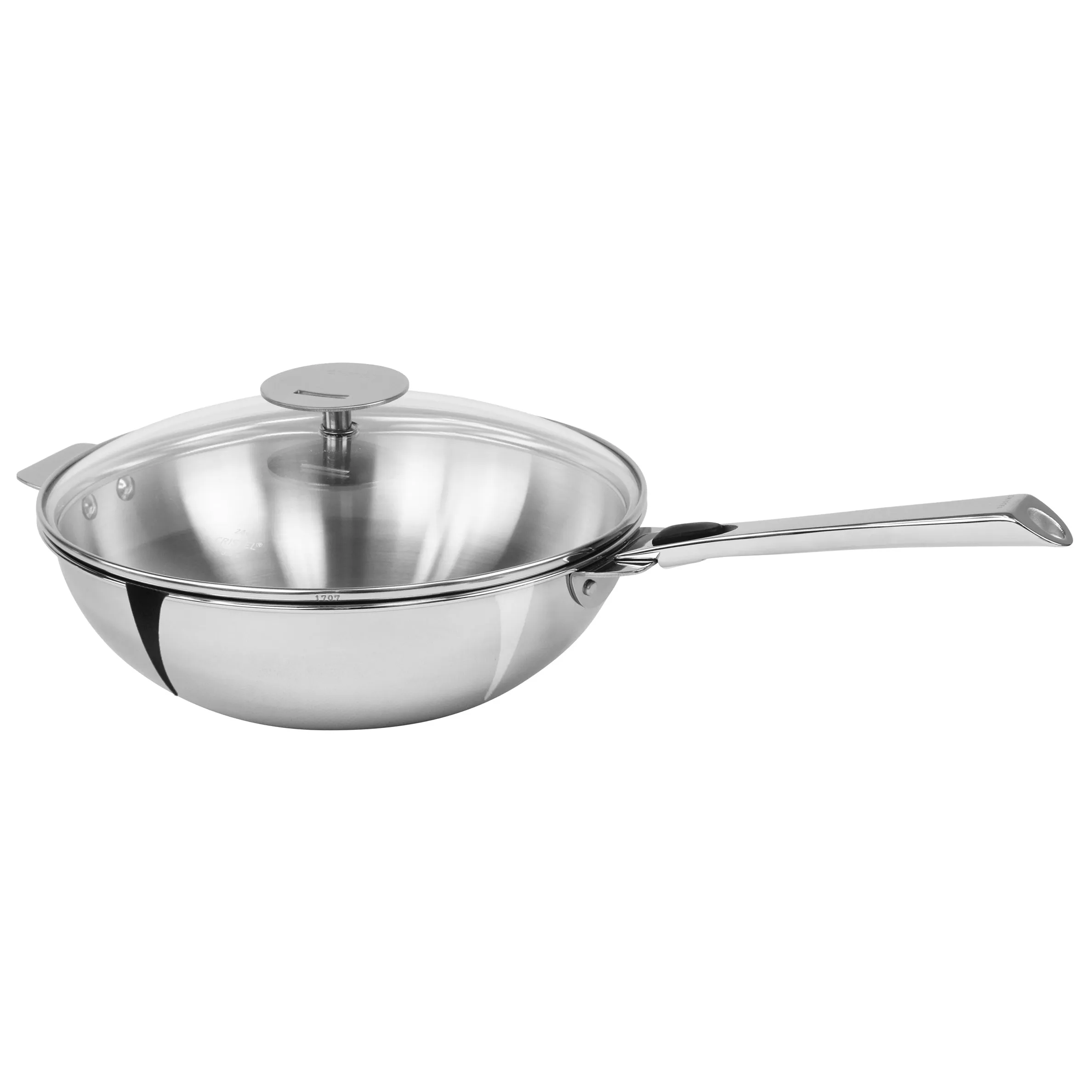 Cristel Casteline 3-Quart Wok With Domed Glass Lid - Detachable Handle