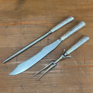 Crown Cutlery Co Carving Set Carbon Steel Sterling Sheffield