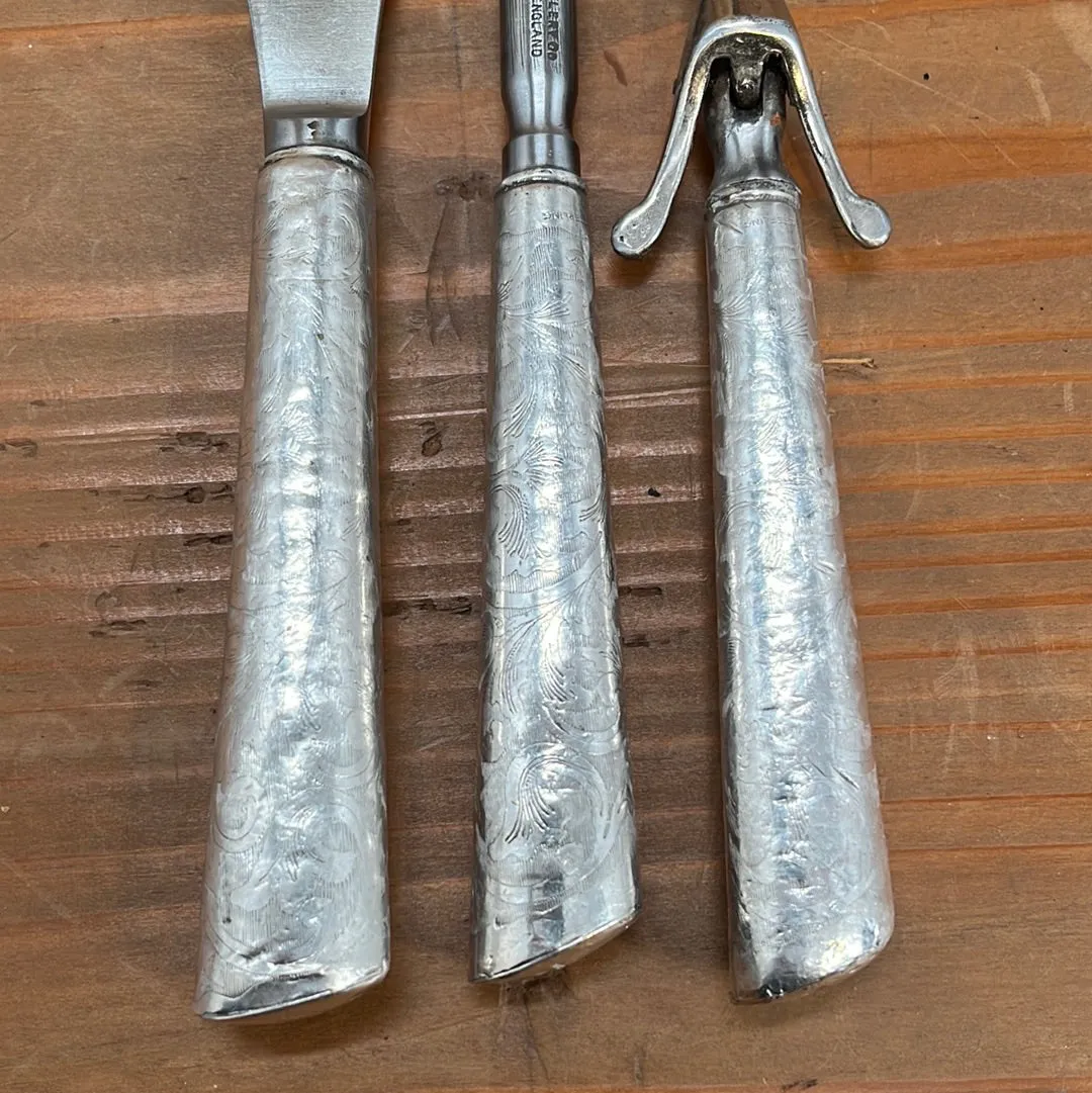 Crown Cutlery Co Carving Set Carbon Steel Sterling Sheffield