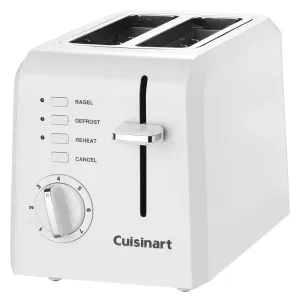 Cuisinart CPT-122 Electric Toaster, 900 W, 2 Slice/Hr, Manual Control, Plastic, White :EA: QUANTITY: 1