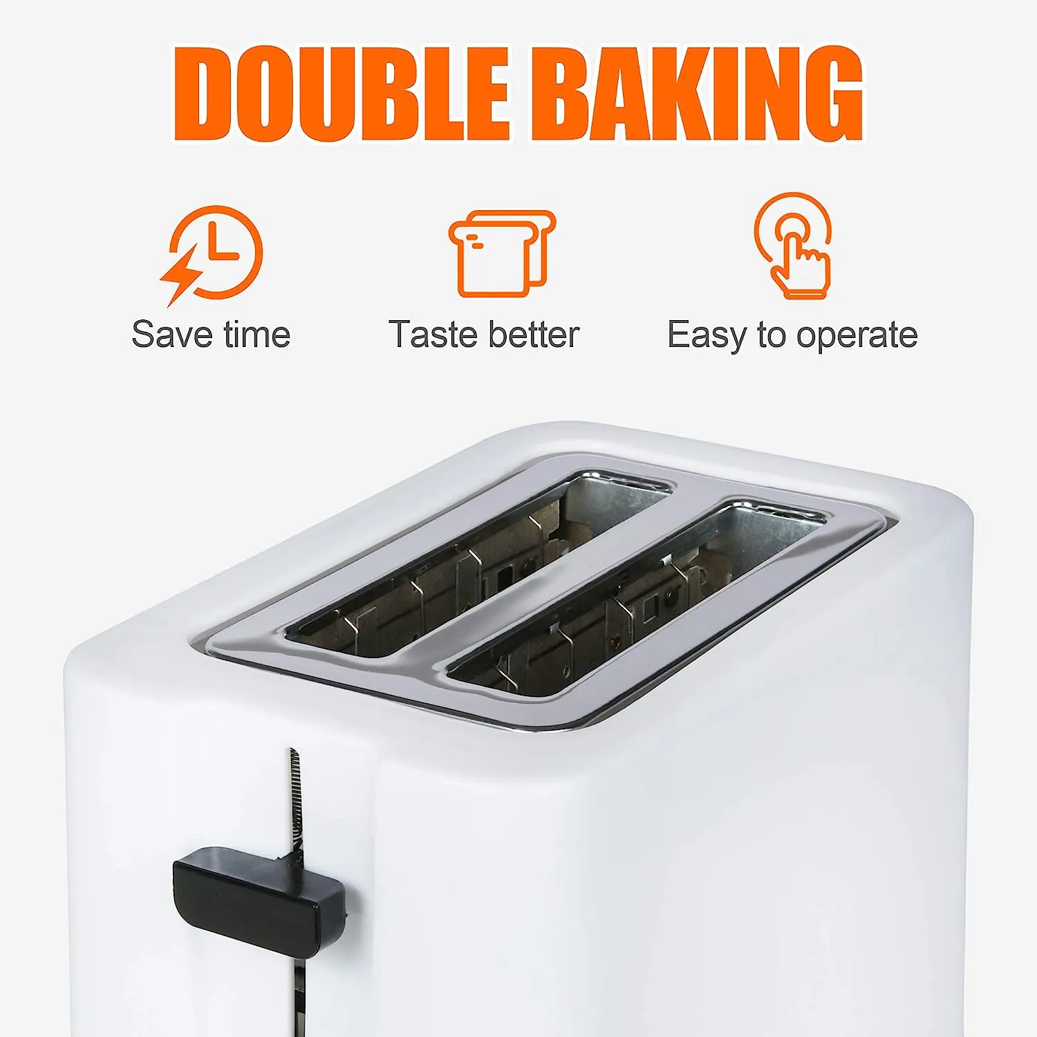 E-Macht 2-Slice Toaster with 2 Extra Wide Stainless Steel Slots, 7 Heating Sets, White