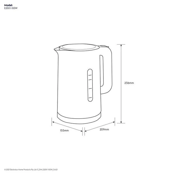 Electrolux E2EK1-100W Jug Kettle 1.7L Concealed Heating Element