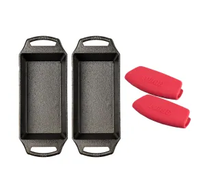 EXCLUSIVE COUNSELTRON BUNDLE (LIMITED TIME ONLY SAVE $20) 2 LODGE 8.5 Inch x 4.5 Inch Seasoned Cast Iron Loaf Pan with INCLUDED set of 2 Silicone Grips