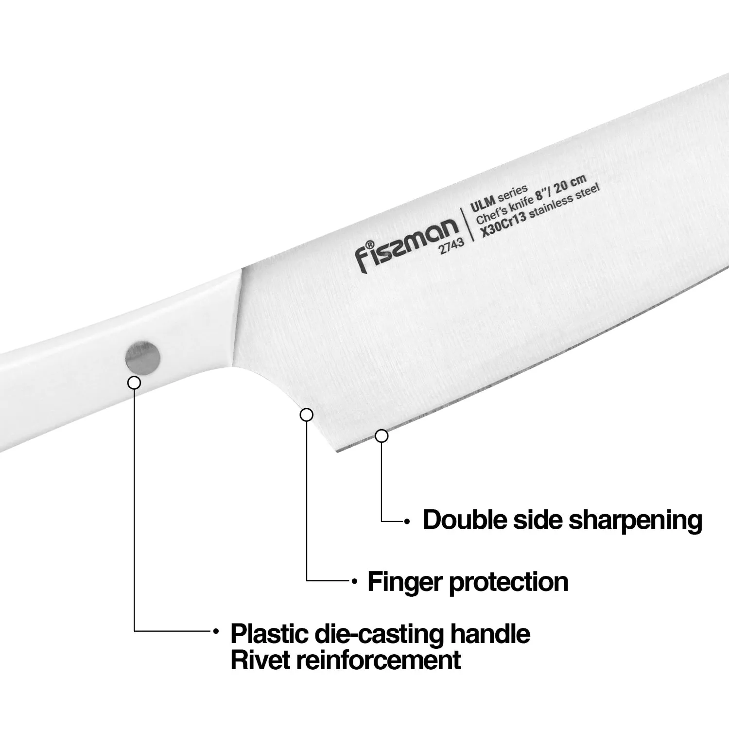 Fissman 6 Piece Knife Set ULM with Wooden Block with Buitl In Sharpener X30Cr13 Steel