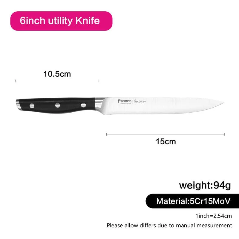 Fissman Demi Chef Non Stick Stainless Steel Utility Knife Black/Silver 6inch