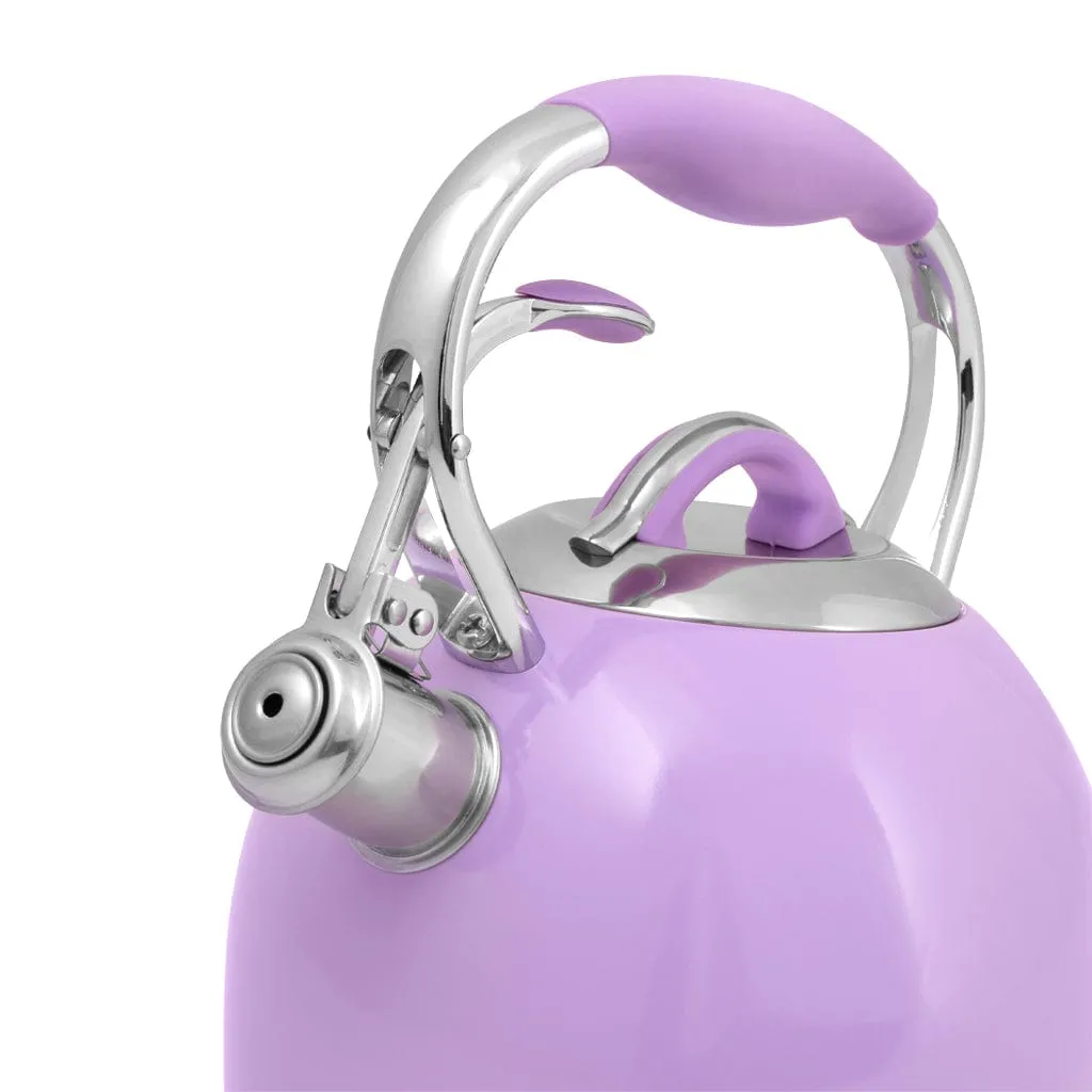 Fissman Felicity Whistling Tea Kettle Silver/Purple 2.6L