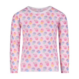 GIRLS CUPCAKE Print CREW LS w Lace