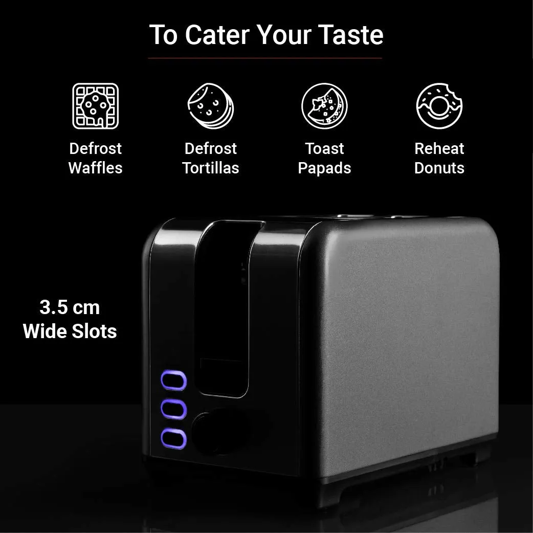 Hafele Amber Stainless Steel 930 Watt 2 Slot Pop-up Toaster with 7 Level Adjustable Grey