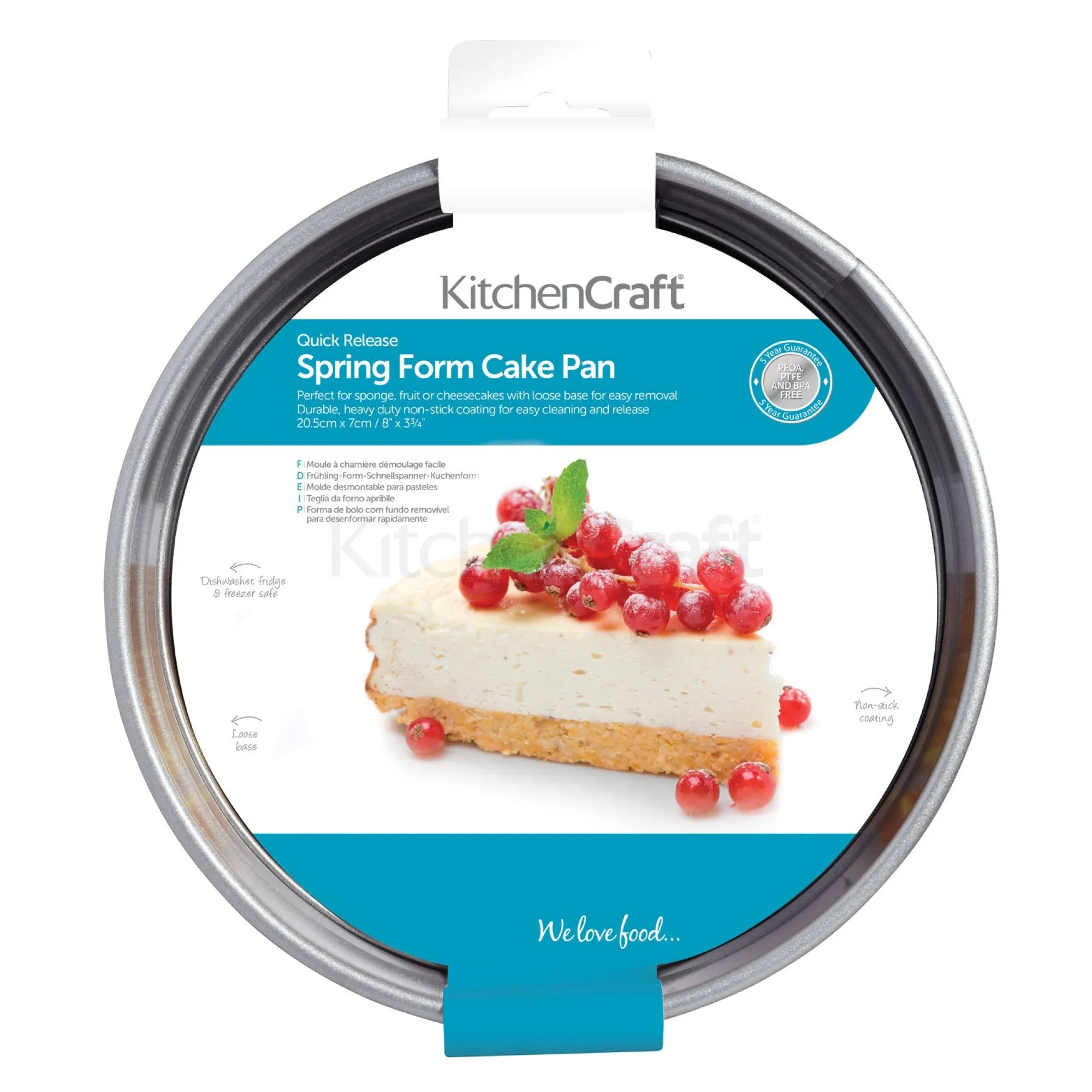 Kitchen Craft Non-Stick 20cm Loose Base Spring Form Cake Pan